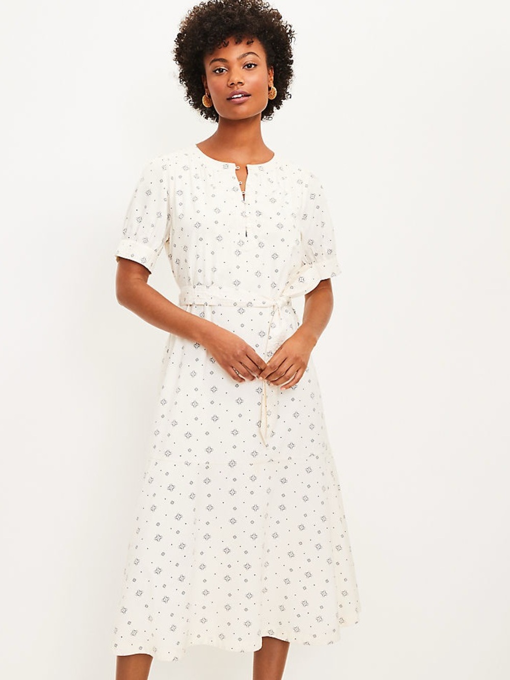 LOFT Short sleeve Cotton belted Dress Sz 4